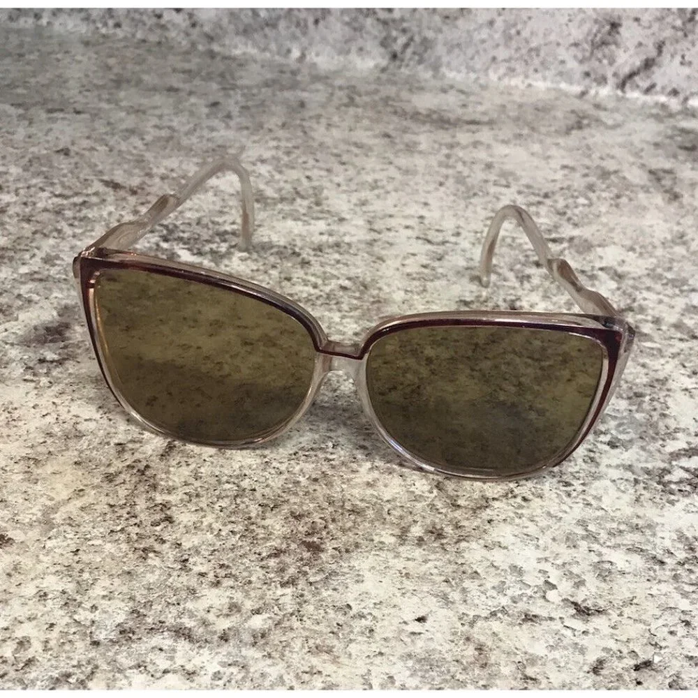 Opti Ray VTG 60'S/70s Womens Sunglasses Pink Clear Ombré Fade Twiggy Oversized